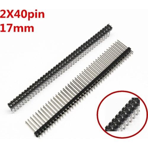 5PCS 2X40 PIN Double row MALE 2.54MM PITCH 17MM LONG PIN Header connector Strip 2X40PIN 2*40 40p 40PIN FOR PCB BOARD ARDUINO
