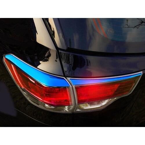 ABS Silver/Blue Stainless Steel Tail Light Light Frame For Toyota Highlander 2015 2016 2017 18 CA049