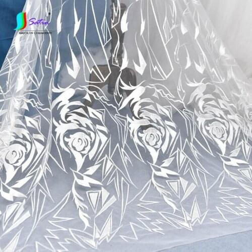 Irregular Embroidered Lace Fabric,Off White Clothes,Wedding Dress,Skirt Material Lace Fabric S0758L