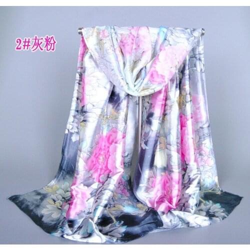 120pcs new fashion big peony flower print long silk scarf/floral scarves