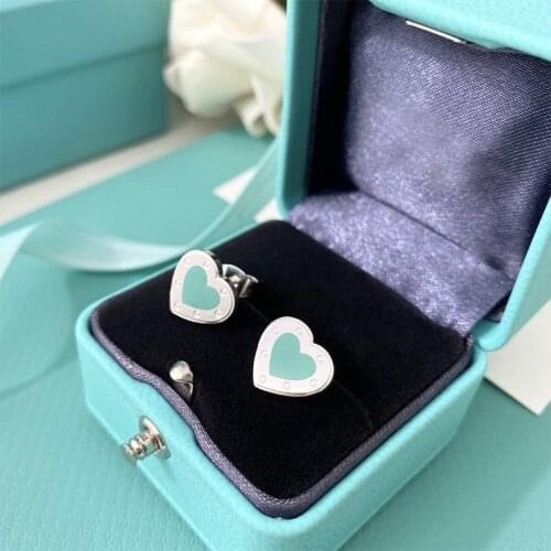 Enamel Heart Earrings for Women Original Quality Stainless Steel Stud Earrings Korean Brand Earings Statement Jewelry Z396