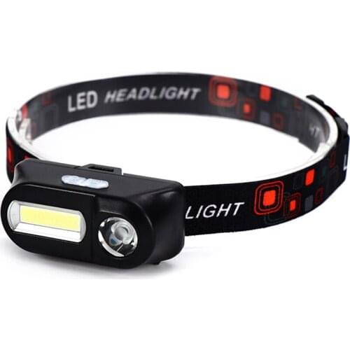 Headlamp Flashlight with White LED Light Lightweight Head Light, 6 Modes, 2 Switch Buttons, USB Rechargeable for Outdoor Camping