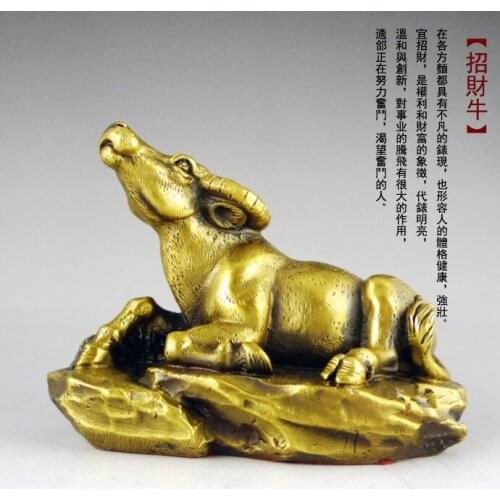 Home Creative as Gift Chinese Zodiac cow Light Brass Pure copper ornaments crafts twelve zodiac decorations