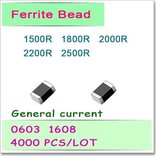 JASNPROSMA 0603/1608 100MHZ 4000PCS General current SMD Ferrite Bead 1500R 1800R 2000R 2200R 2500R 25% OHM FB New High quality