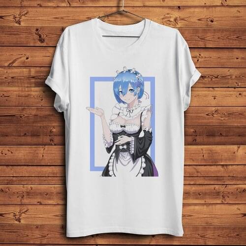 Kawaii maid Rem ACGN Anime t shirt Men Homme Casual Tshirt Unisex Re Life in a different world from zero Streetwear Otaku Tee