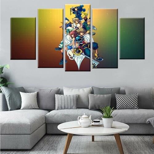Kingdom Heart Canvas Poster Wall Picture Home Decoration 5 Panel Wall Art Children Room Bedside Picture