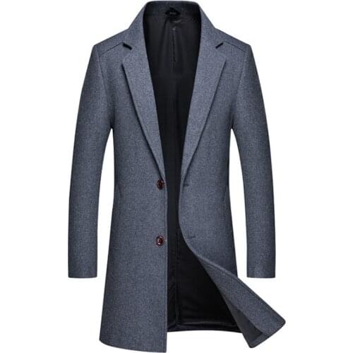 New Boutique Mens Woolen Coat Winter Thick Slim Fit Trench Coat Men Casual Wool Jacket Warm Overcoat M-4XL