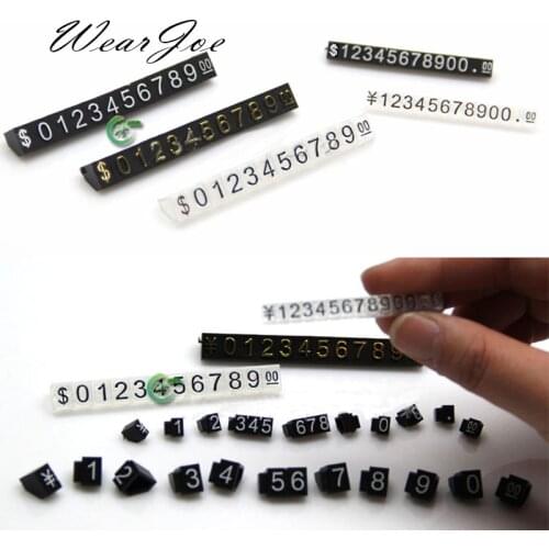 Wholesale 5pcs/lot Mini Acrylic Combined Price Tag Euro HK US Dollar Adjustable Number Pricing Label Jewellery Store Accessories