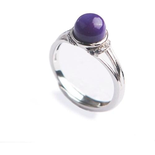 Genuine Natural sugilite Gems Purple Crystal Healing Stone Women Adjustable Size Sliver Ring 7*7mm
