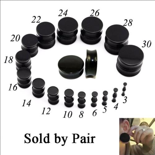 1 Pair Black Acrylic Double Flared Ear Saddle Plugs Piercing Ear Stretcher Expander Ear Gauges Piercing Body Jewelry 3mm-30mm