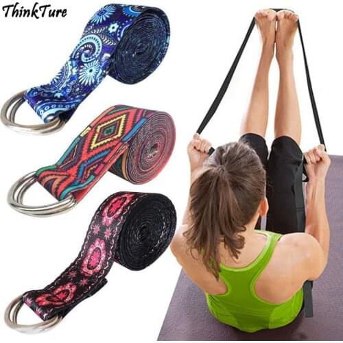 Women Yoga Stretch Strap Multi-Colors Printed D-Ring Buckle Belt Gym Exercise Rope Waist Leg Resistance Fitness Bands Yoga Belt