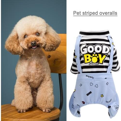 Pet Dog Jumpsuit Puppy Cat Dog Costume Dog Clothes Cotton Dog Striped Puppy Pajama Cute 4 Legs Apparel Pet Clothes M/L/XL