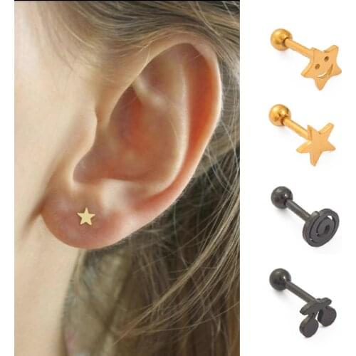 Stainless Steel Heart Moon Star Crown Piercing Cartilage Helix Tragus Conch Rook Helix Tragus Earring Piercing Jewelry