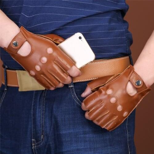 Vintage Rock Faux Leather Mens Womens Biker Fingerless Driving Cycle Gloves Chauffeur Outdoor