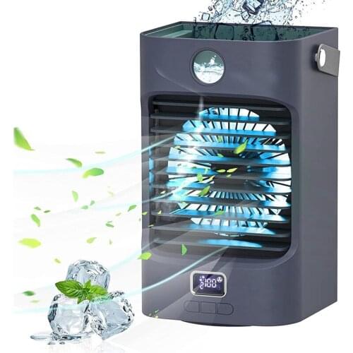 Air Cooler,120 ° Rotation Function, Portable Humidifier And Air Purifier And 3 Fan Speeds,LED Lights,Display Temperature