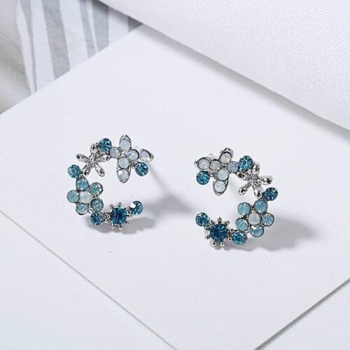 2018 new fashion cute flower earrings for women elegant Rhinestone Jewelry gift girl