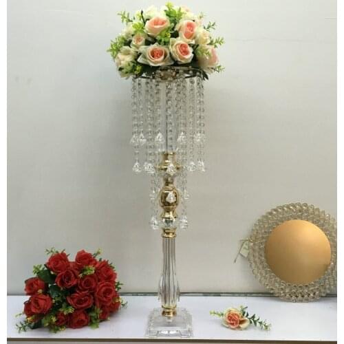 Gold Luxury Acrylic Flower Rack Wedding Centerpiece Event Table Flowers Vase 70 CM/ 27.6" Tall Party Road LeadHome Decor