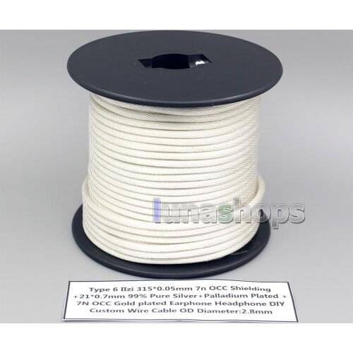 10m Type 6 IIzi 315*0.05mm 7N OCC Shielding + 21*0.07mm 99% Pure Silver Palladium Plated+ 7N OCC Gold Plated Earphone Wire