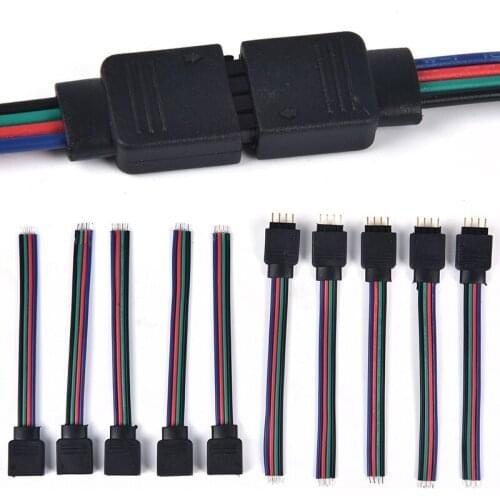 10Pcs New 4Pin Male + Female Connector Cable Wire For 3528 5050 LED Strip Light 5Pairs