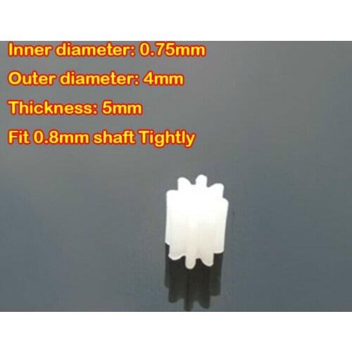 10PCS Plastic Spindle Coreless Motor Gear 0.4 Modulus 2MM 8 Teeth T=8 DIY Model DC Motor Spur Cylindrical Gears Transimission