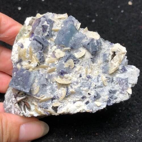 148.5gNatural purple fluorite and mica pyrite specimens healing energy ring vein quartz gem home decoration collection