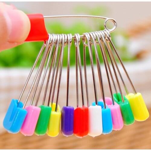 15Pcs Candy Color Safety Pins Findings Multipurpose Safe Secure Clips Brooch Kids Baby Care Shower Cloth Diaper Bib Pins Holder