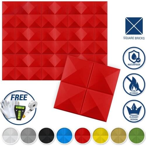 Arrowzoom 50 x 50 cm Solid Colors Textured PVC 3D Wall Panel 10 Design Living Room Kitchen Bedroom Home Interior Decor