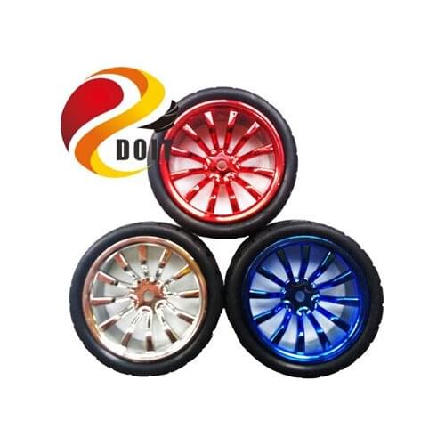 4pcs/pack Diameter 65mm Width 27mm Robot Car Wheel Tire Tyre for Car Chassis with Plastic Wheel Hub DIY RC Model