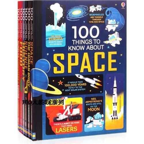 6 Books Of Set Usborne 100 Things to Know About Science Space History Food Numbers Kids Early Education Picture Book Hard Cover