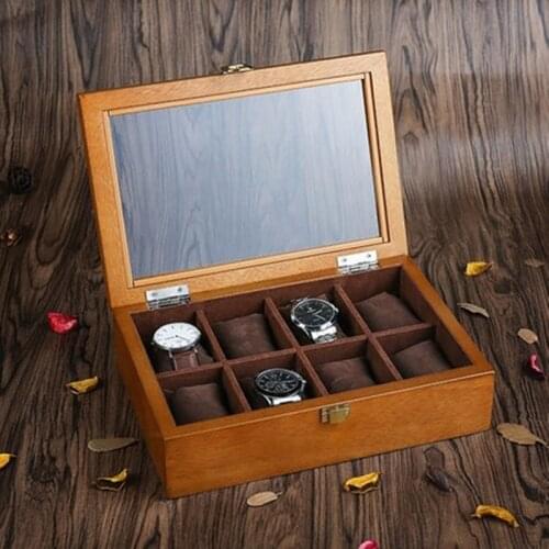 8 Slots Wood Watches Organizer New Mechanical Watch Display Boxes Case With Window Jewelry Storage Gift Holder