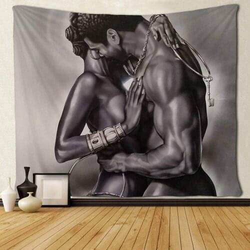 African American Couple Make Love Black Art Tapestries Hippie Black Art Wall Hanging