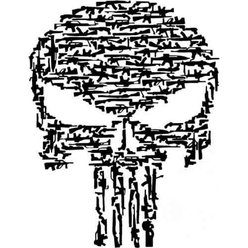 Automobile,14.8CMX19CM PUNISHER SKULL GUN Vinyl Motorcycle Decals Car Sticker Black/Silver lu-3167