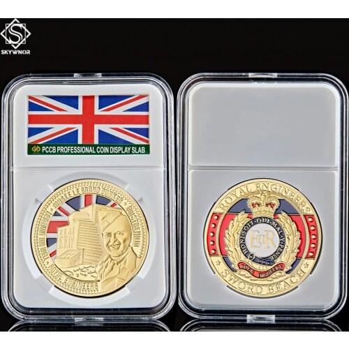 WWII World War Sword Beach Battle ER Royal Engineers D-DAY Gold Value Commemorative Coin W/ Hard Capsule Portection