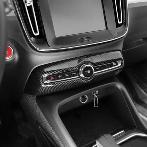 Carbon Fiber Color Car Center Console Volume Adjustment Knob Frame Decoration Sticker Trim For Volvo XC40 2019 Modified Decals