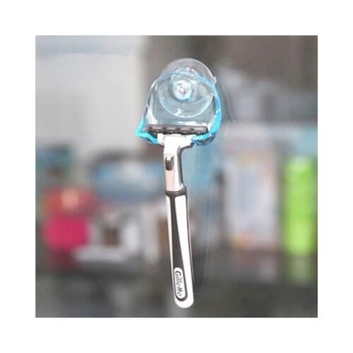Suction Cup Shaver Storage Rack Bathroom Razor Holder Promotion 1piece Clear Blue Plastic Super Suction Cup Razor Rack