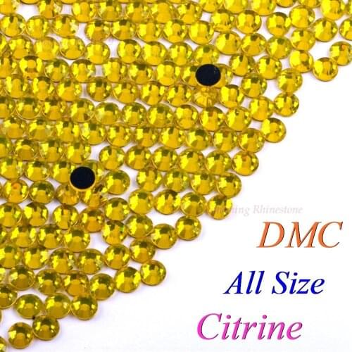 DMC Citrine SS6 SS10 SS16 SS20 SS30 Glass Crystals Hotfix Rhinestone Iron-on Rhinestones Shiny DIY Garment With Glue