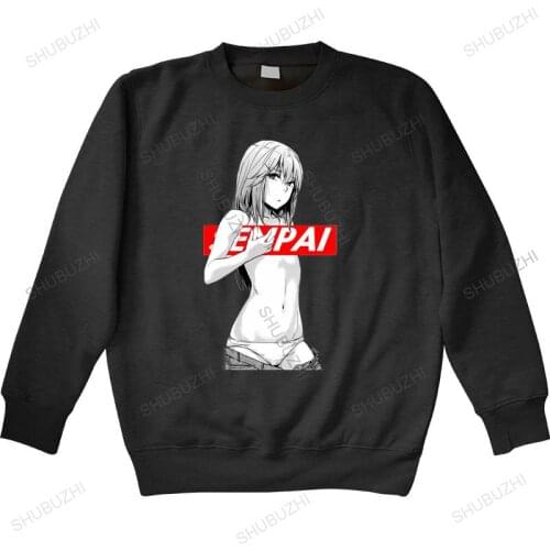 Cotton sweatshirt male hoody Men long sleeve sweatshirt Senpai Ahegao Anime hoodies Man crew neck hoodie