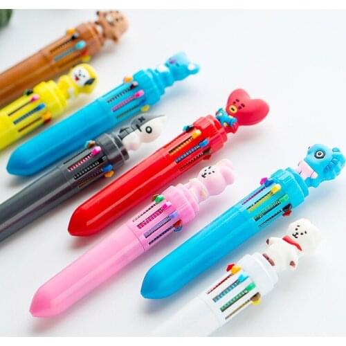 1PC Cute Cartoons Power 10 Colors Chunky Ballpoint Pen for Child Student School Office Supply Gift Stationery Papelaria Escolar