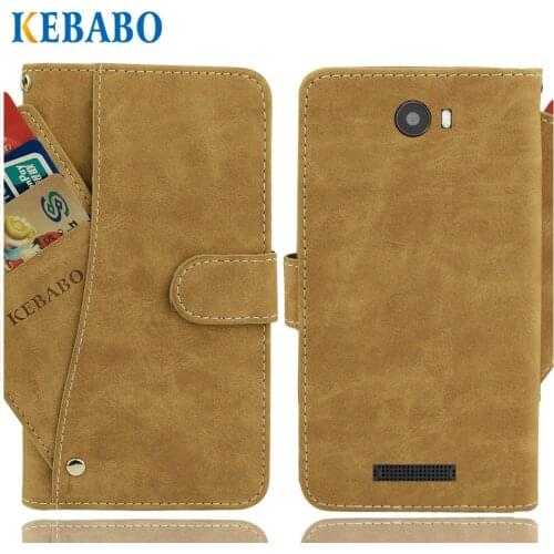 Leather Wallet DEXP BL250 Case 5" Flip Vintage Leather Front Card Slots Cases Cover Business Phone Protective Bags