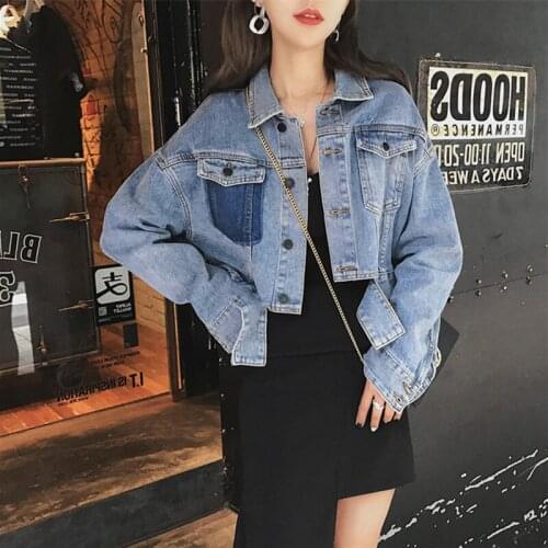Short Denim 2021 Autumn Winter Jackets Women White Wash Long Sleeve Vintage Casual Jean Jacket Bomber Denim Coat tattered
