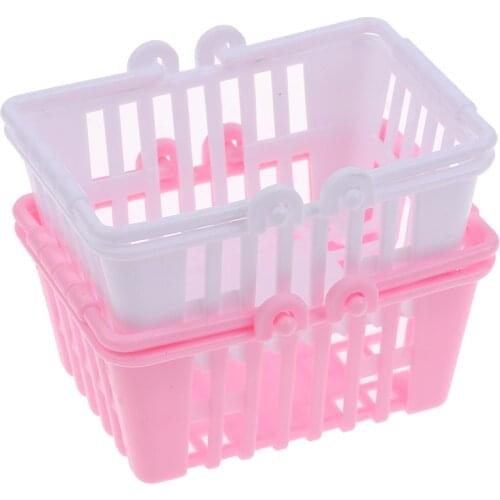 Mini Shopping Basket Pretend Play Toys Kids Mini Supermarket Shopping Hand Basket Model Doll House Miniature Furniture