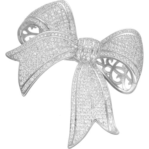 Cubic Zirconia Mini Paving CZ Victoria Ribbon Bow Charm Full Color Transparent CZ Pavement Antique Butterfly Pine Edward