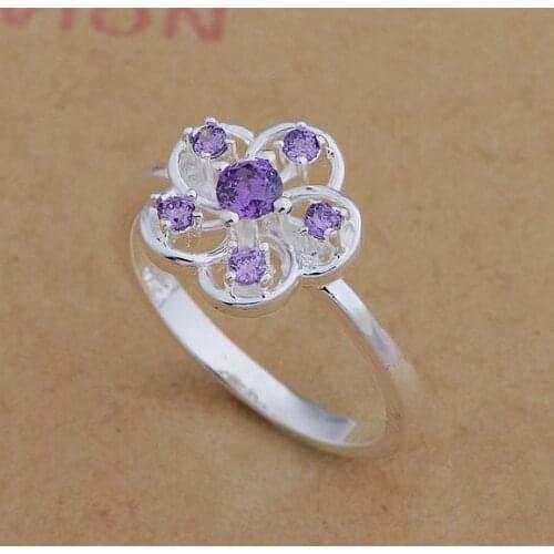 AR661 Fashion Jewelry Silver Color Gifts Popular Rings For Women Luxuriant Flower Inlaid Stones /bamajrta Breakila