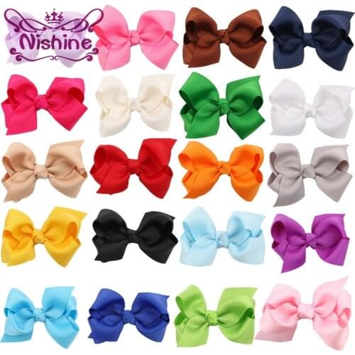 Nishine 3" 20pcs/lot Ribbon Bows For Girls Headbands Hair Clips Hairpin Chidlren Women DIY Hair Accessories(Color:20 Colors)