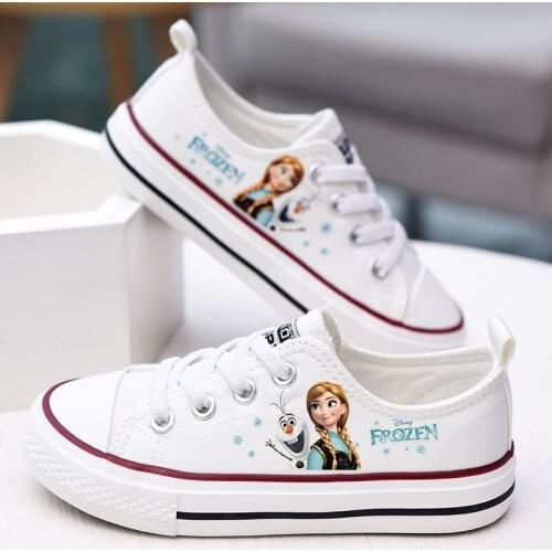 Disney childrens new breathable cartoon Frozen Princess girl non-slip soft-soled casual shoes sports shoes student canvas shoes