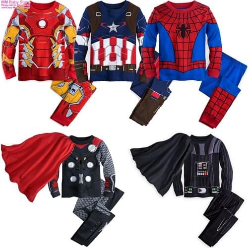 New Autumn Childrens Clothing Sets Boys Sleepwear Clothes Kids Spider Pajamas Set Baby Girls Cotton Pijamas Cartoon Pyjamas