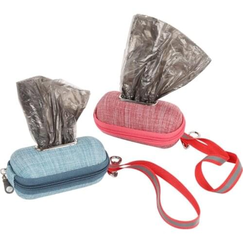 Portable Pet Dog Poop Bag Dispenser with Rope Cleaning Waste Garbage Box Puppy Pick-Up Bags Holder Pouch Outdoor Supplies