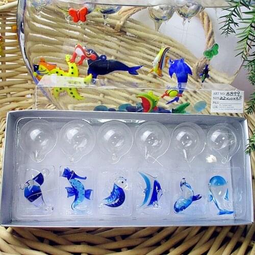 Hand blown glass crafts aquarium float glass Seahorses, sea lions, whales, seals figurines Fish tank decoration pendant ornament