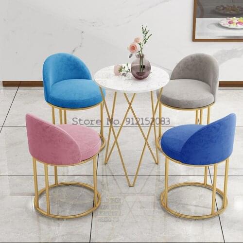 Leisure table and chair combination milk tea restaurant tea drink marble gold table and chair Nordic balcony back makeup chair