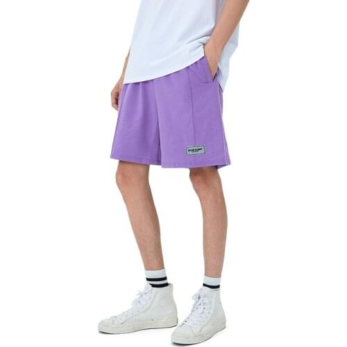 Reflective Label Japanese Harajuku Streetwear Shorts for Men and Women Urban Mens Hip Hop Drawstring Purple Black Jogger Shorts